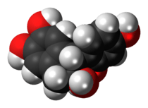 Space-filling model of the brazilin molecule