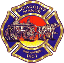 Fire department cross depicting horse-drawn fire engine