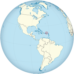 Location of  British Virgin Islands  (circled in red)in the Caribbean  (light yellow)