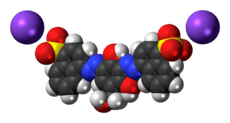 Space-filling models of the ions in Brown HT