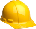 A yellow hardhat, similar to those used by construction workers