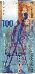 A banknote with image of sculpture of Giacometti