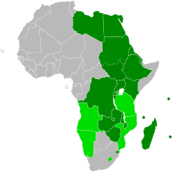  Map of Africa indicating COMESA membership.     Current members     Former members