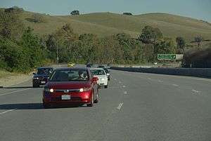 Cars driving near Rage Mill Road on I-280.