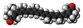 Space-filling model of the canthaxanthin molecule