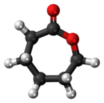 Ball-and-stick model of the caprolactone molecule