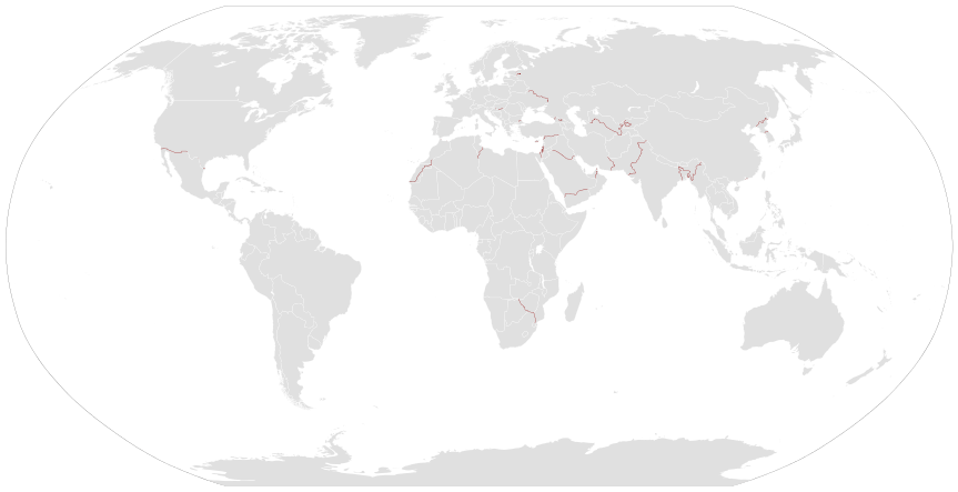 Separation barriers in the world, constructed or under construction