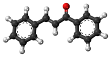 Ball-and-stick model of the chalcone molecule