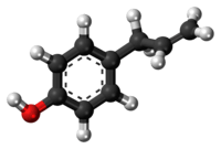 Ball-and-stick model of the chavicol molecule