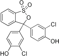 Skeletal formula of chlorophenol red in cyclic form