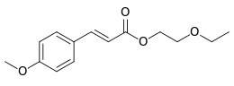 Ball-and-stick model of the cinoxate molecule