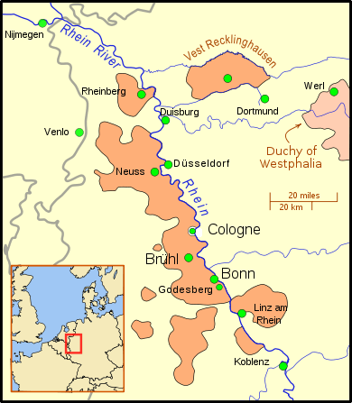 Map showing territory of the Electorate, with inset map showing location of Electorate in northern Europe