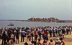 Police separate blacks from whites on the beach in this picture from 1977.