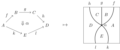 Duality between commutative diagrams and string diagrams.