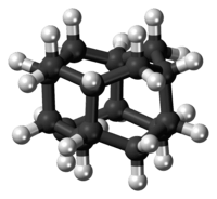 Ball-and-stick model of the diamantane molecule