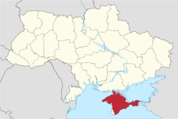 Location of the  Autunomous Republic of Crimea  (red)in Ukraine  (light yellow)