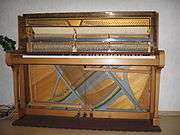 Inside of an acoustic piano