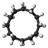 Ball-and-stick model of the cyclododecane molecule