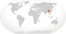 Map showing the range of the red pandas