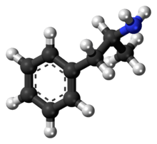 A 3d image of the D-amphetamine compound