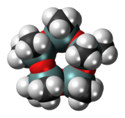 Space-filling model of the decamethylcyclopentasiloxane molecule