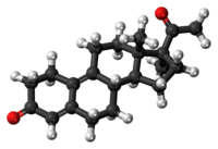 Ball-and-stick model of the demegestone molecule