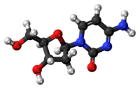 Ball-and-stick model of the deoxycytidine molecule