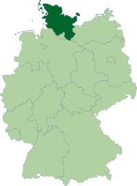 Map of Germany with the location of Schleswig-Holstein highlighted