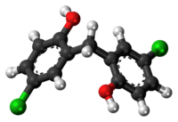 Ball-and-stick mode of the dichlorophen molecule