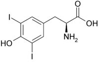 Skeletal formula of diiodotyrosine