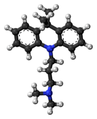 Ball-and-stick model of the dimetacrine molecule