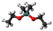 Ball-and-stick model of the dimethyldiethoxysilane molecule