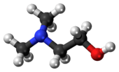 Ball-and-stick model of the dimethylethanolamine molecule