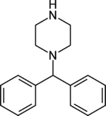 Skeletal formula of diphenylmethylpiperazine