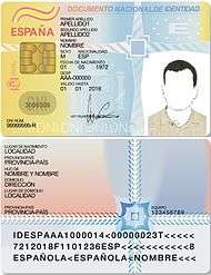 Spanish national ID card (front)