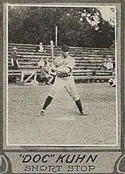 Yearbook photo of Kuhn at the plate