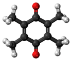 Ball-and-stick model of the duroquinone molecule