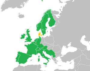 A coloured map of the countries of Europe