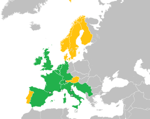 A coloured map of the countries of Europe