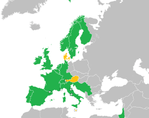 A coloured map of the countries of Europe