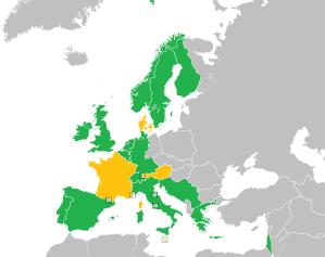 A coloured map of the countries of Europe