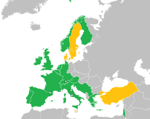 A coloured map of the countries of Europe