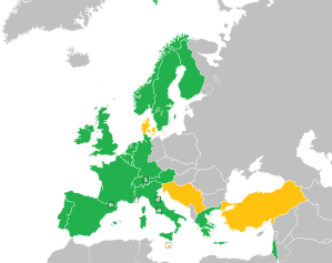 A coloured map of the countries of Europe