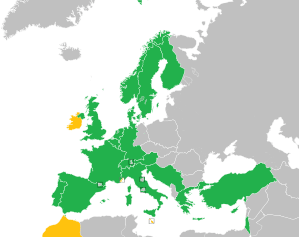 A coloured map of the countries of Europe