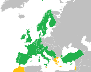 A coloured map of the countries of Europe