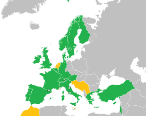 A coloured map of the countries of Europe