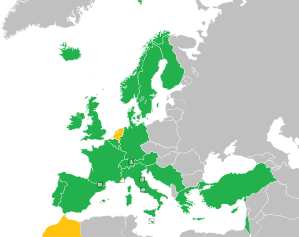 A coloured map of the countries of Europe