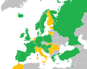 A coloured map of the countries of Europe