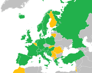 A coloured map of the countries of Europe