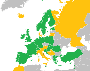 A coloured map of the countries of Europe